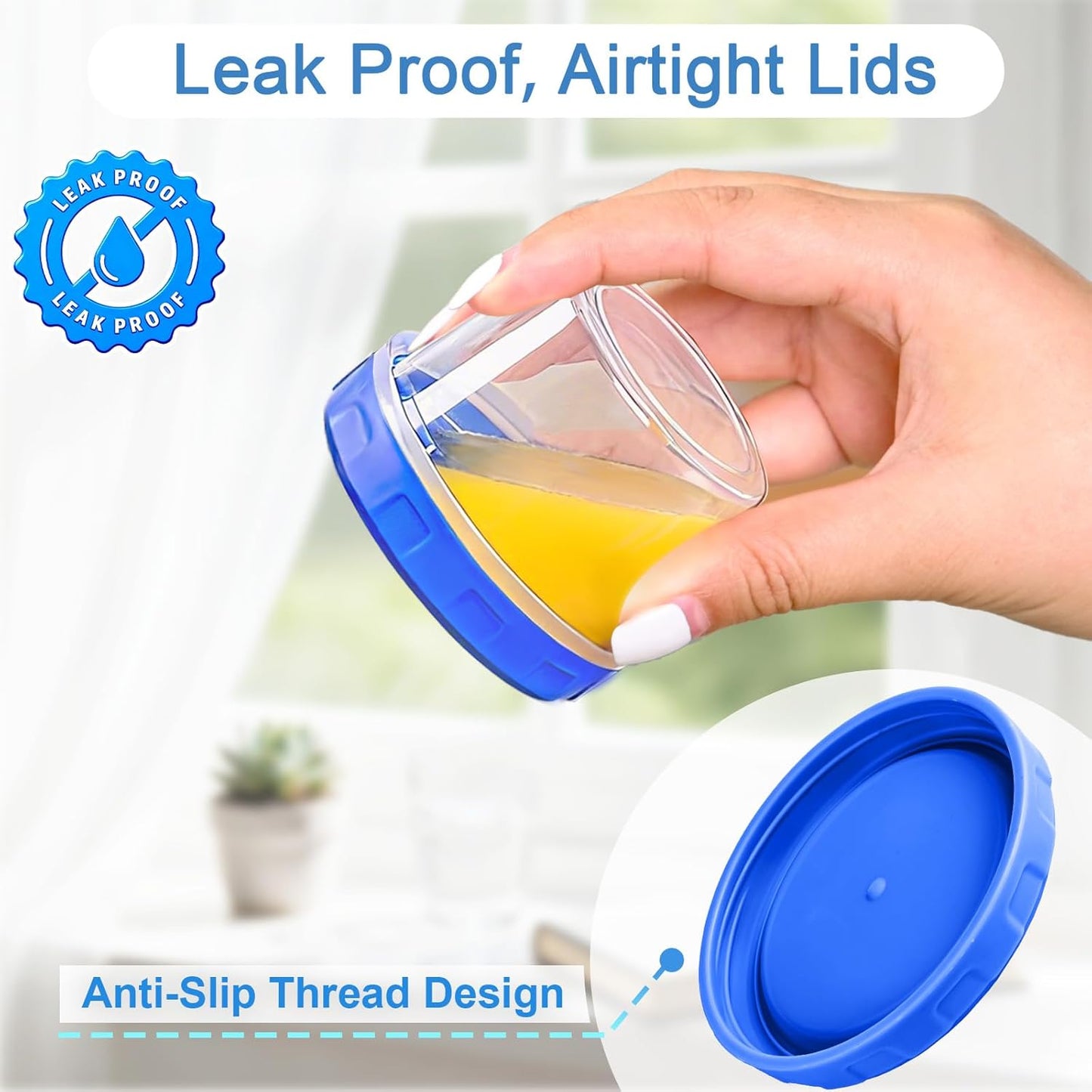 6 Pcs 2 oz Salad Dressing Container To Go Small Sauce Containers with Lids, Reusable Condiment Cups for Lunch Box, Airtight Freezer Storage Containers, Microwave & Dishwasher Safe