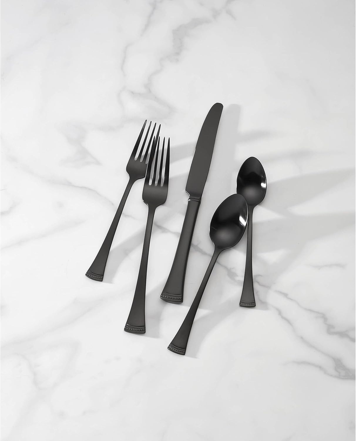 Lenox Portola Satin Black Piece Flatware Set, 20 Count, Metallic