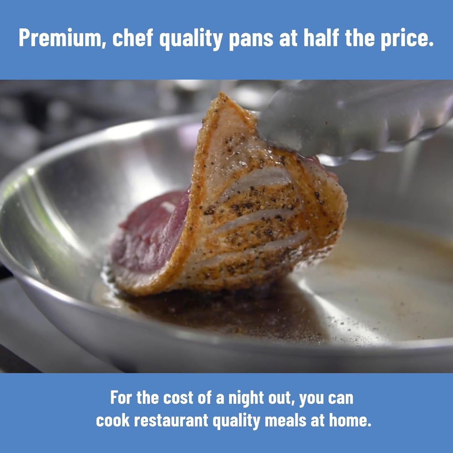 Misen 5-Ply Stainless Steel 12" Frying Pan - Professional Cookware for Induction, Gas and Electric - Dishwasher Safe, Oven Safe to 800°F - Durable, Versatile, Even Heating