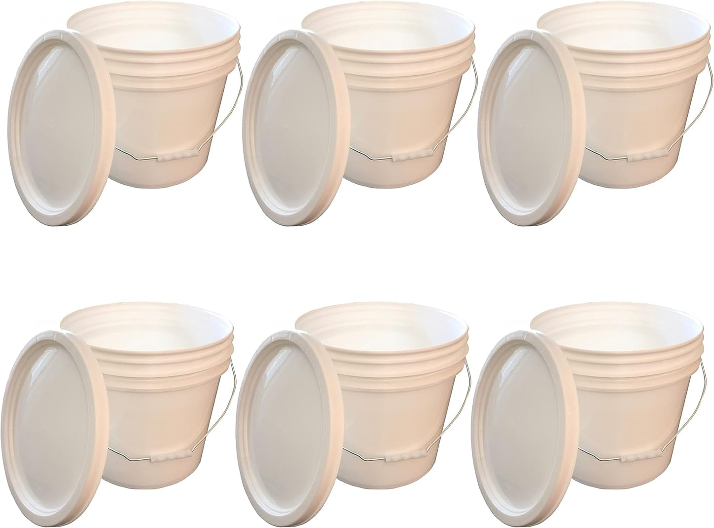 5 Gallon Bucket with Lid + Free Opener Tool Commercial Grade-Food Safe-Bucket BPA Free,6 Pack White (6 Pack/lid, White), Great Value, Durable. Comfortable Handle, Easy to Clean, Perfect on The Home