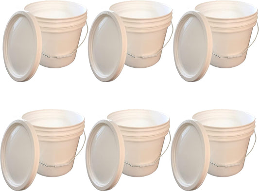 5 Gallon Bucket with Lid + Free Opener Tool Commercial Grade-Food Safe-Bucket BPA Free,6 Pack White (6 Pack/lid, White), Great Value, Durable. Comfortable Handle, Easy to Clean, Perfect on The Home