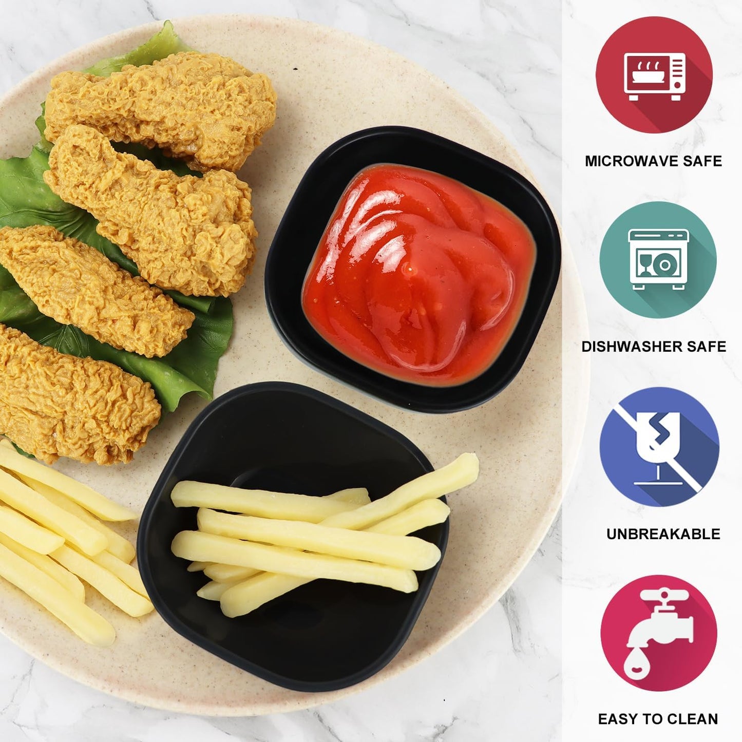 Wrova 6 pack wheat straw dipping bowls 5oz,alternative plastic soy sauce dishes,unbreakable small dessert bowls microwave and dishwasher safe for snack,sushi,condiment (Black Series)