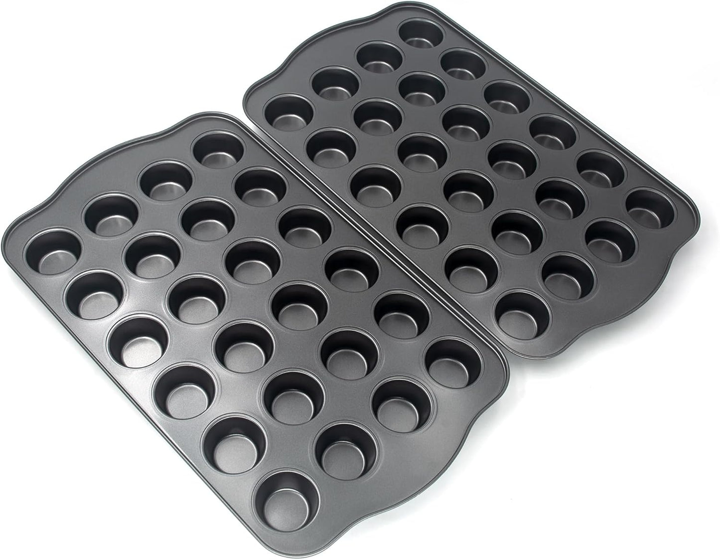 Non-Stick Mini Cupcake Pan, 1.97" 24-Cup Set of 2 Baking Pans, Heavy Duty Carbon Steel Tin for Mini Muffins & Cupcakes