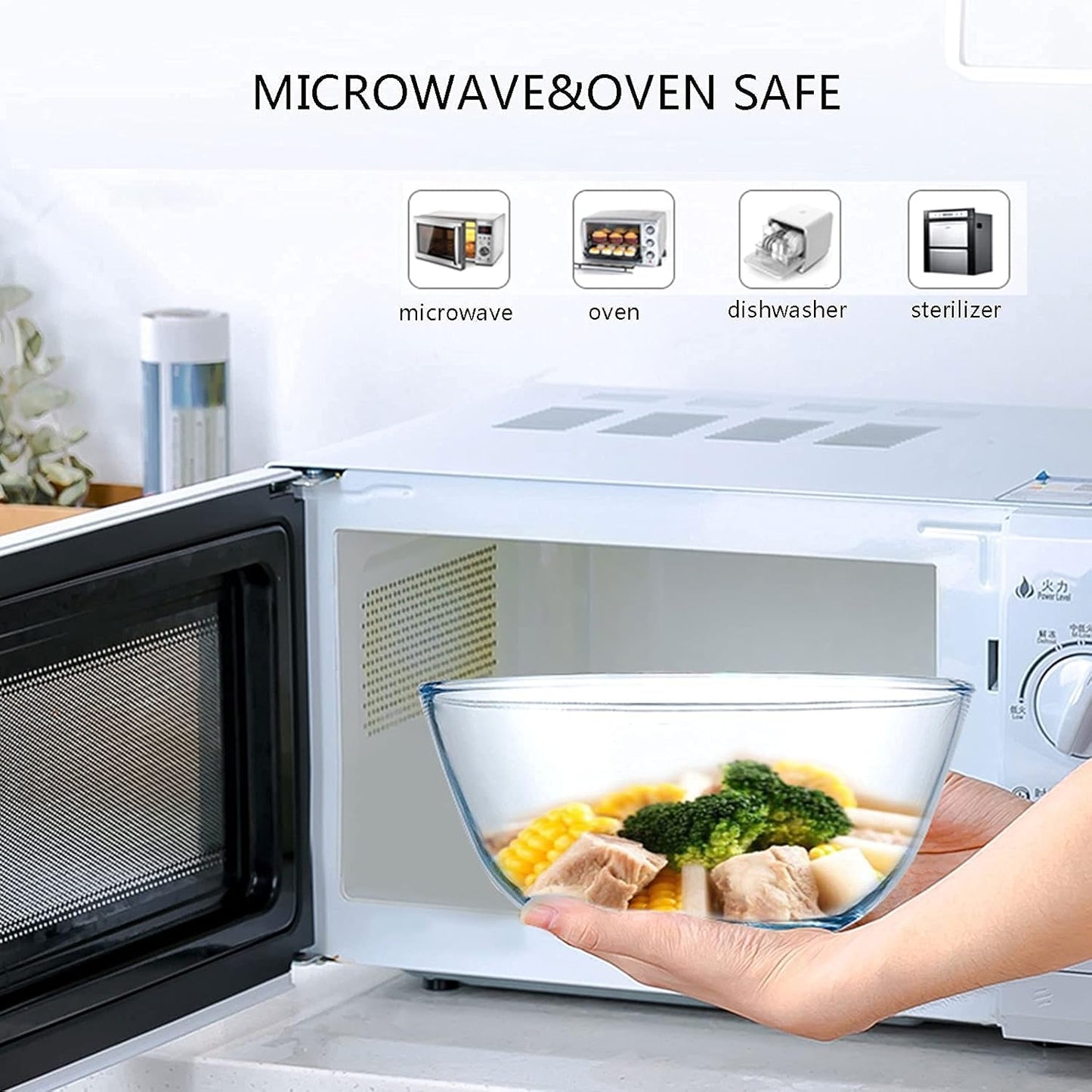 Glass Mixing Bowl Set for Baking 3-Piece Salad Bowl Set (1qt, 2.5qt, 4.2qt), High Brosilicate Large Bowls for Kitchen Prepping Serving and Storage, Microwave Dishwasher Oven Safe