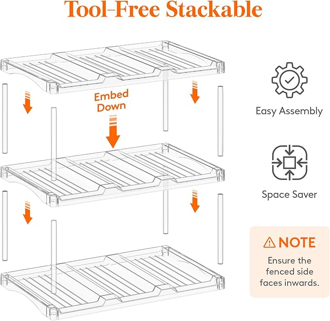 Lifewit Stackable Water Bottle Storage Organizer, Clear Freestanding Wine Bottle Holder for Cabinet, Tumbler Cup Organizer, Plastic Large Compartment Wine Rack for Fridge Cellar, 3Tier Hold 9