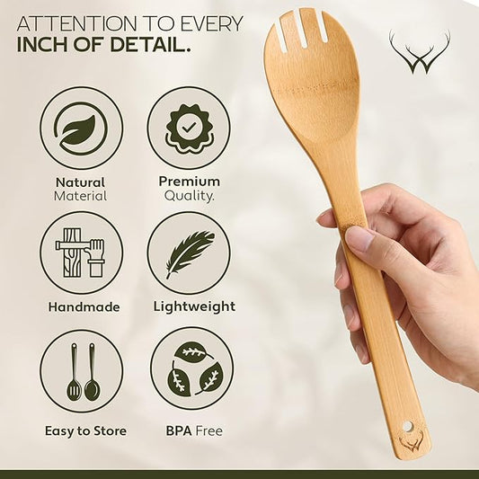 Wooden Spoons for Cooking - 6-Piece Wooden Utensil Set with Spatulas & Spoons, Heat-Resistant, Eco-Friendly Kitchen Utensils for Non-Stick Cookware