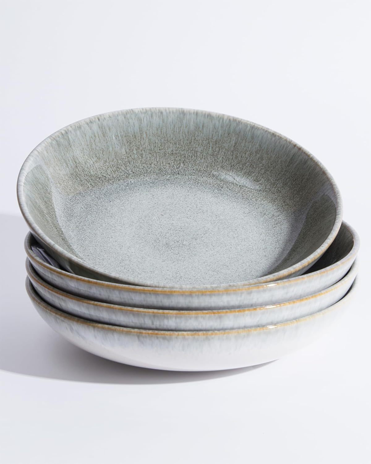 Pasta Bowls of 4, 32 Oz Salad Bowls Soup Bowls, Large Pasta Serving Bowl Porcelain Pasta Plates, Wide and Deep Bowls Set Microwave & Dishwasher Safe-Gradient Green