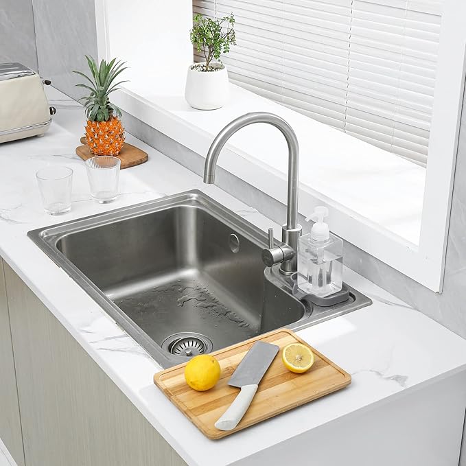 Silicone Bathroom Soap Dishes with Drain Spout-Bathroom and Kitchen Sink Organizer,Sponge Holder,Dish Soap Tray,Perfect for Dispenser,Scrubber,Bottle,Cup on Sink or Counter-Grey 4.9"×3.2"