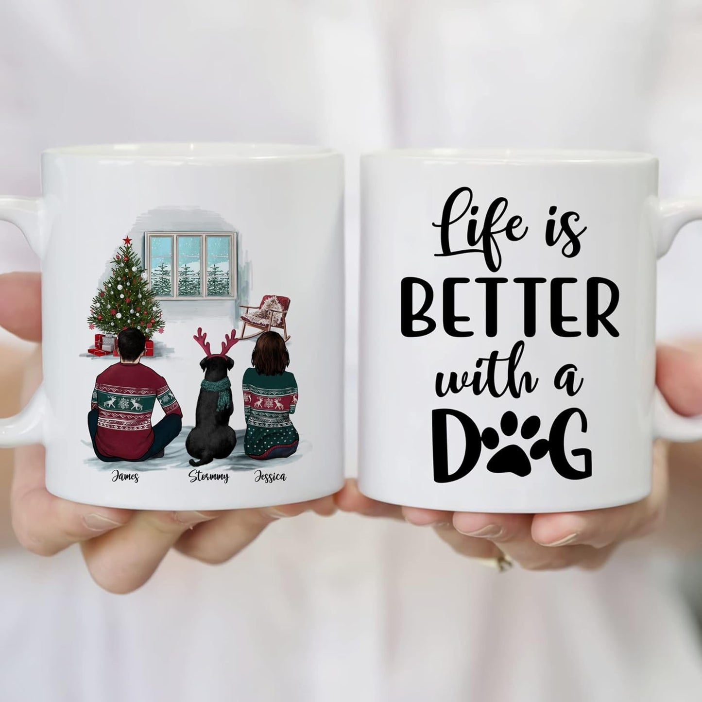 Gossby Personalized Dog Mug - Life is Better with a (Couple Dog) Customizable for Parents Christmas Vibe Mom, Dad Gift Names, Breeds (GBMUG146VAR315)