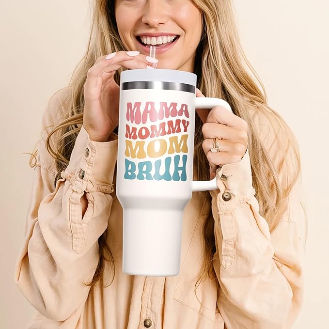 Gifts for Mom, Christmas Gifts from Daughter Son, 40 OZ Tumbler Best Birthday Gift for Mama Mother-in-Law Wife Mother Women, Mama Mommy Insulated Cup with Handle New Mom Gift for Wife from Husband