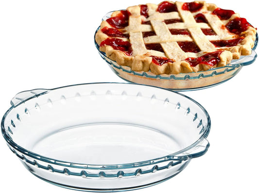 ZYER Mini Glass Pie Plate for Baking 11.6oz Clear Pie Dish for 1 Pie Pan with Handles Glass Pie Dish, 6.5 inch 2pack