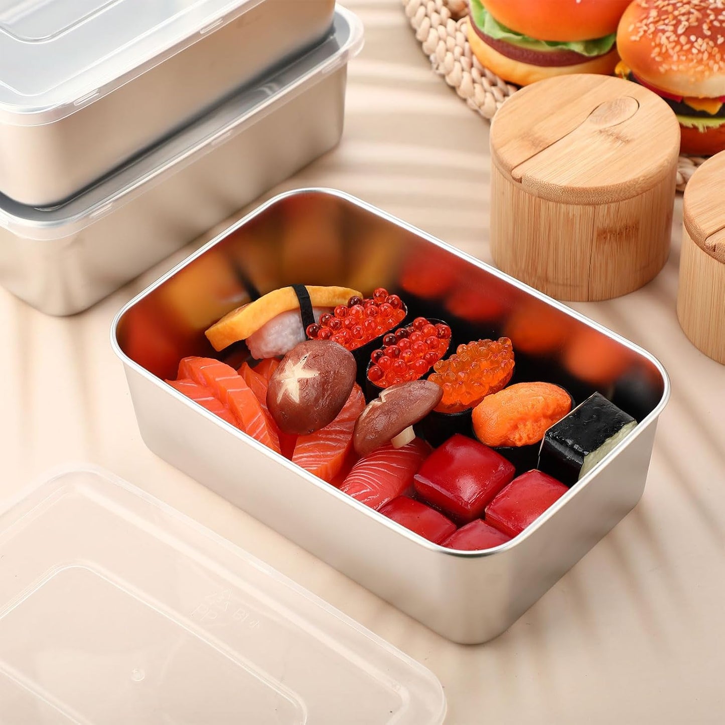 12 Pcs Stainless Steel Food Storage Containers with Lids, 54 oz Metal Freezer Containers, Lightweight Stackable Easy Open Reusable Meal Prep Box for Kitchen Picnic Oven Dishwasher Safe