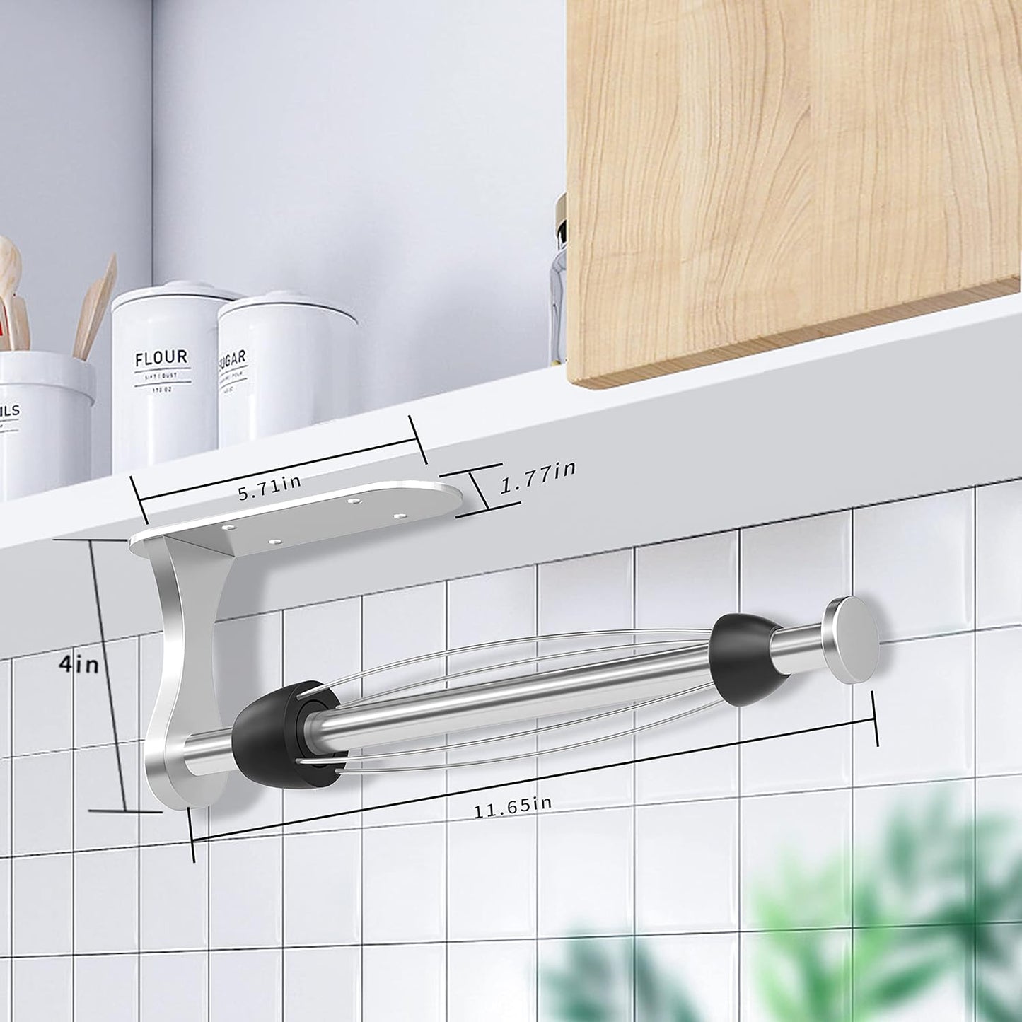 Paper Towel Holder Under Cabinet, One-Handed Tear, Wall Mount, Adhesive, Silver, Paper Roll Holder with Ratchet Mechanism for Kitchen Bathroom Farmhouse Essentials Decor Accessories