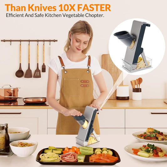 Safe mandoline slicer for kitchen, FEICO multifunctional vegetable cutter mandolin chopper for vegetable veggie potato