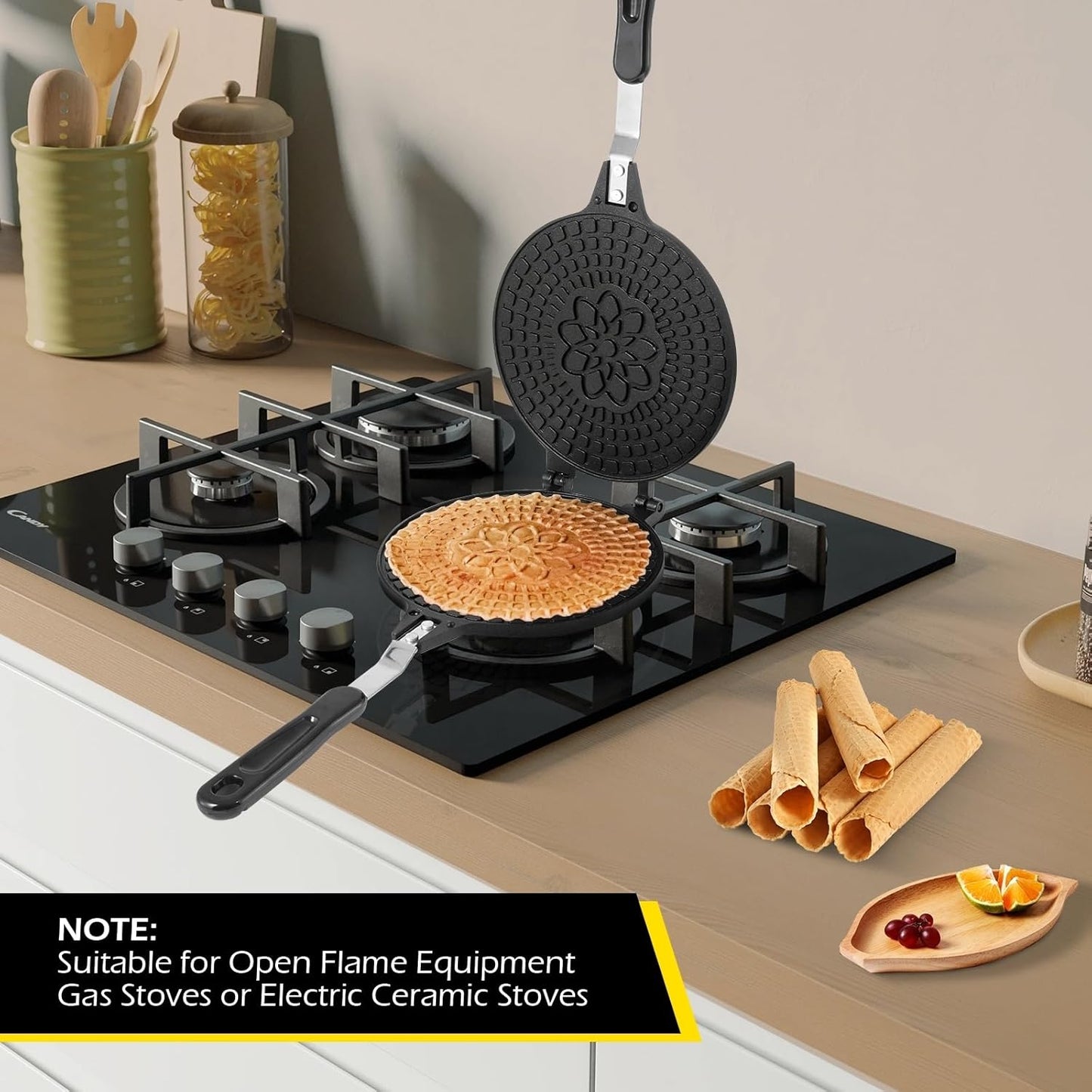 Dyna-Living Waffle Cone Maker Non-stick Ice Cream Cone Maker 6.7 inches Ice Cream Cone Waffle Maker Household Egg Roll Maker Waffle Bowl Machine for DIY Ice Cream Waffle Cone Desserts