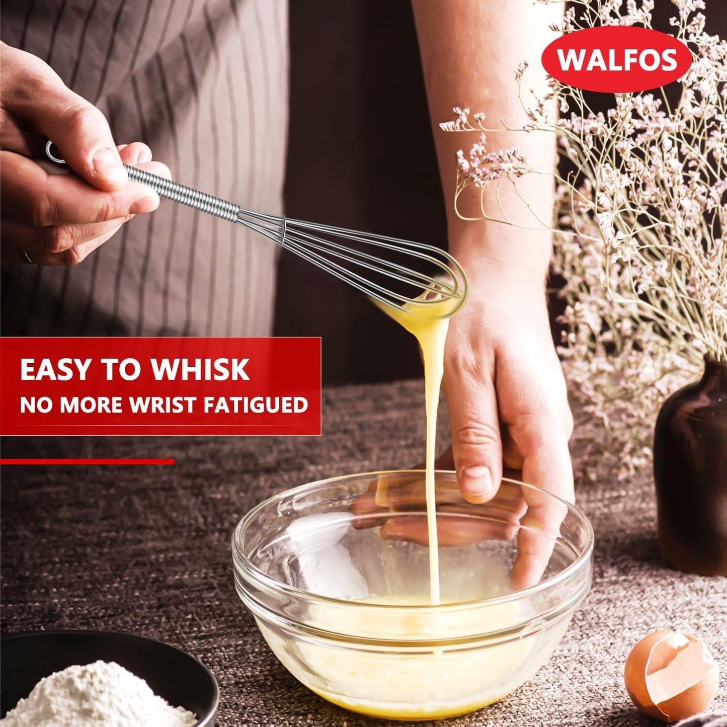 Walfos Mini Whisks, Small Whisk Bulk 304 Stainless Steel 6 Pieces, 5 Inch Tiny Whisk For Whisking, Beating Eggs, Mixing Sauces, Blending Ingredients