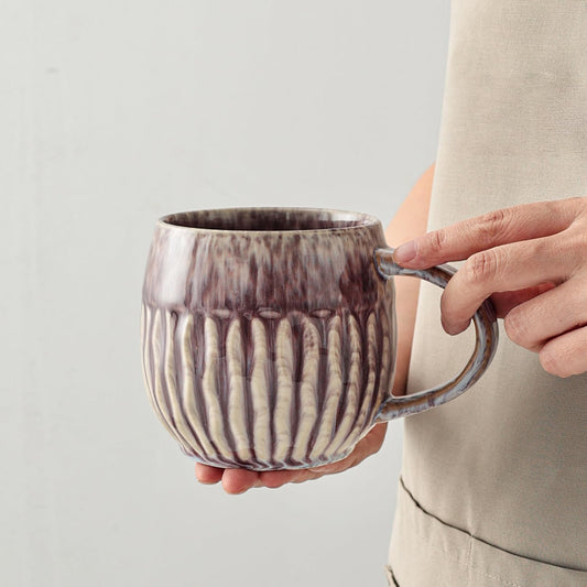 20oz Raku Glaze Coffee Mug - Unique Handcrafted Look Ceramic Cup, Large Tea Mug, Microwave & Dishwasher Safe (Purple)