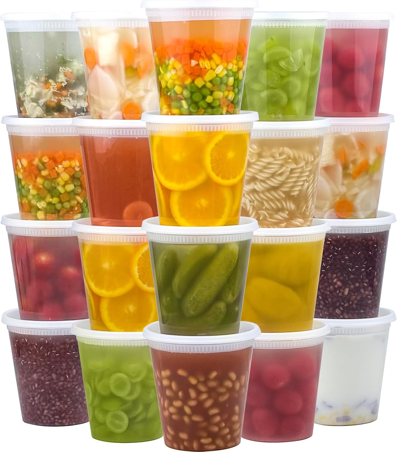 50 Set 32 oz Deli Containers with Lids, Leak-Proof BPA Free Plastic Take Out Bowls, Food Storage Containers for Takeout Meal Prep Storage, Freezer, Microwave & Dishwasher Safe