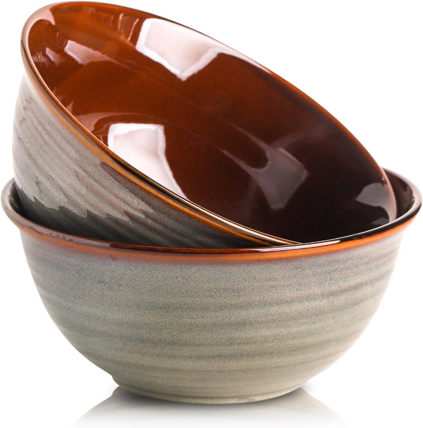 Hasense Serving Bowls, 84 Ounce Ceramic Serving Dishes for Salad Pasta Soup Pho, 9 Inch Mixing Bowls for Baking, Cooking, Kitchen, Party，Dinner, Microwave Dishwasher Safe, Set of 2, Light Grey