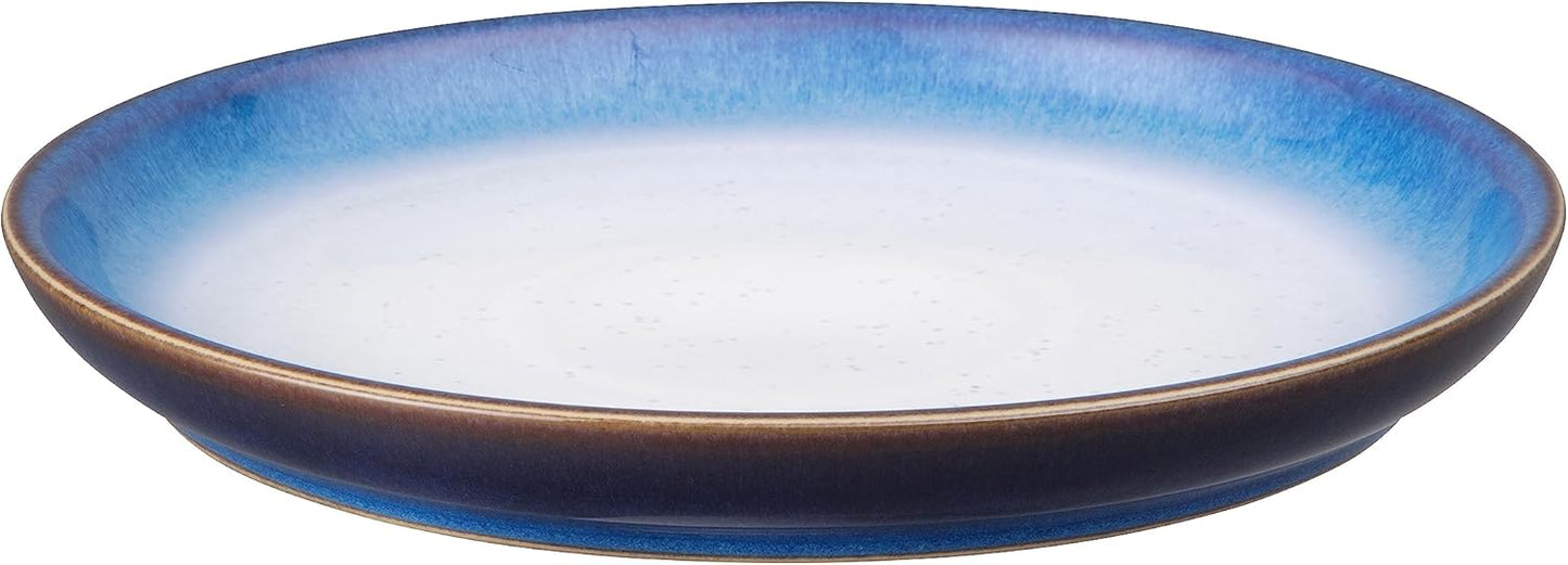 Denby - Blue Haze Coupe Salad Plates Set of 6 - Dishwasher Microwave Oven Safe - Scratch Chip Resistant Lunch, Appetizer, Dessert Plates - 8.25 Inch Ceramic Stoneware Dinnerware Set