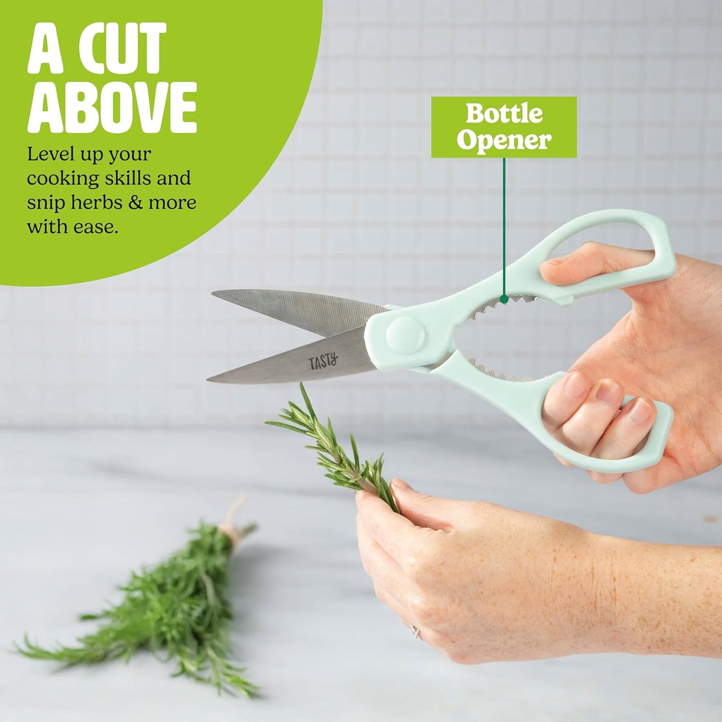 Tasty Kitchen Knife Set with Block, Cutlery Set includes Chef, Bread, Utility, Paring, Steak Knives & Shears, 10-Piece, Aqua