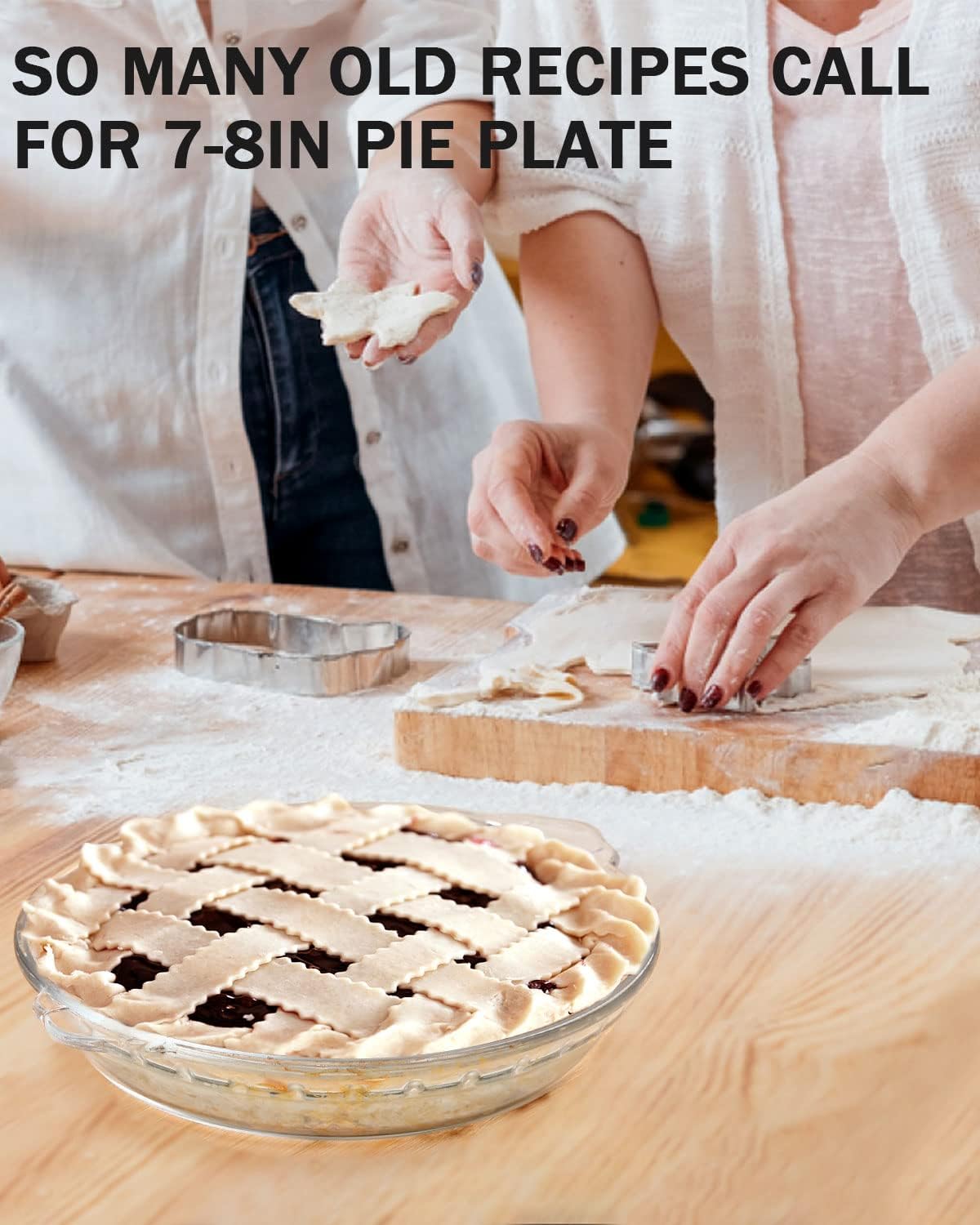 ZYER Small Pie Plate Easy Grab for 1~2, 18.8oz Glass Pie Pan with Handles, Pie Baking Pan, Glass Pie Dish for Baking, 7.5 Inch