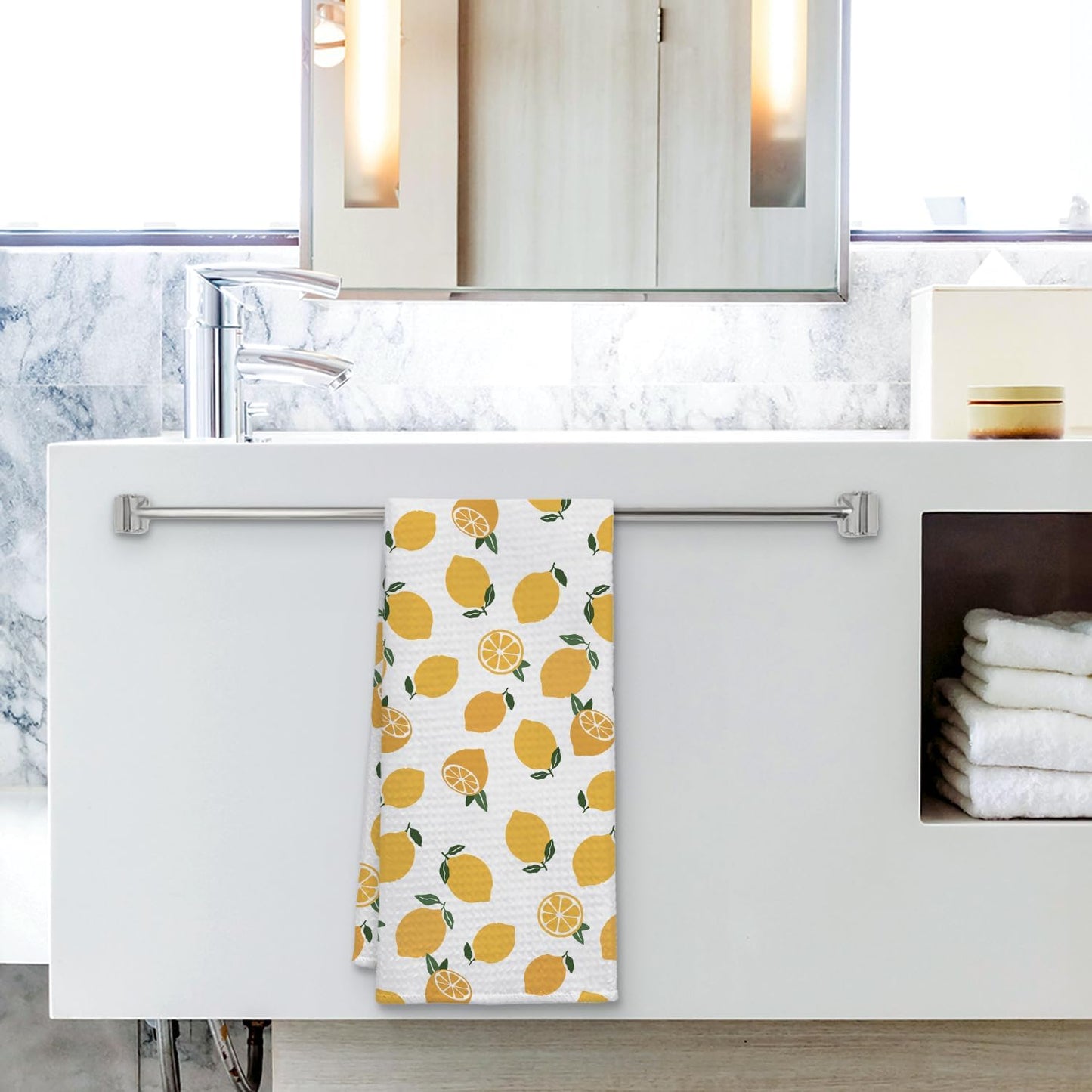 Lemon Decor Kitchen Towel, Lemon Hand Towel Dish Towel for Kitchen Bathroom Decor, Fruit Lover Gifts, 16x24 Inches