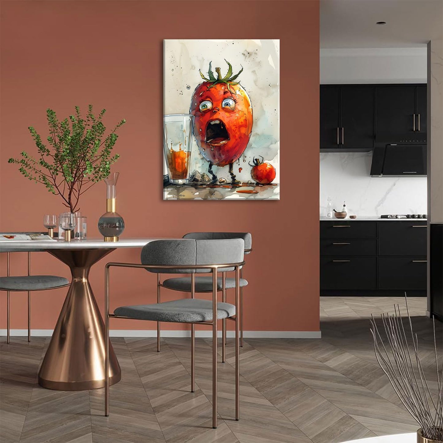 OIQArtOIQ Funny Kitchen Wall Art, Weird Kitchen Wall Decor, Vegetable Paintings Cool Postsers, Food Art, Eclectic Decor Dining Room, Chef Canvas Wall Art Print Artwork, Pickle Pictures