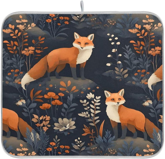 Fox Dish Drying Mat for Kitchen Counter Absorbent Dish Drainer Mats Drying Pads 16"x18"