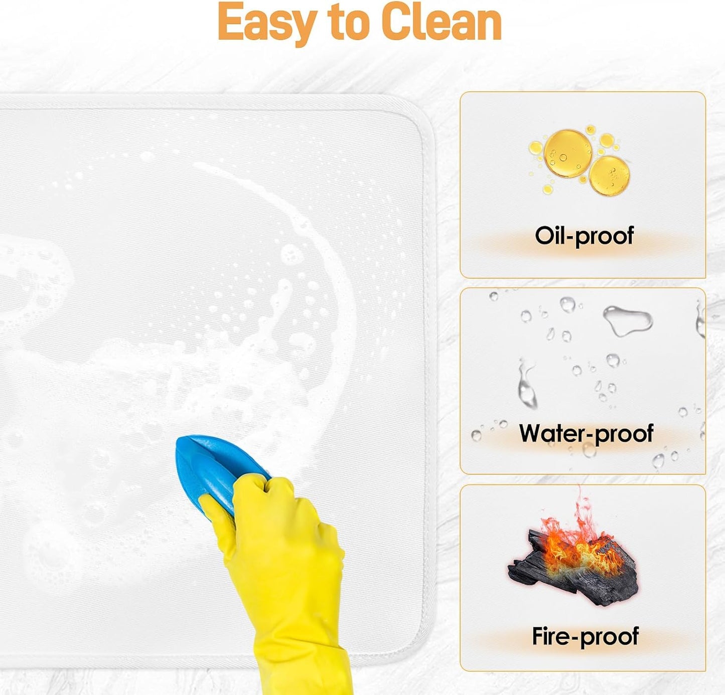 Heat Resistant Mats for Countertop - Fireproof 15x18 in Heat Resistant Mats for Air Fryer - Kitchen Countertop Protector Hot Pad for Air Fryer, Coffee Maker, Stand Mixer, Oven 2PCS - White