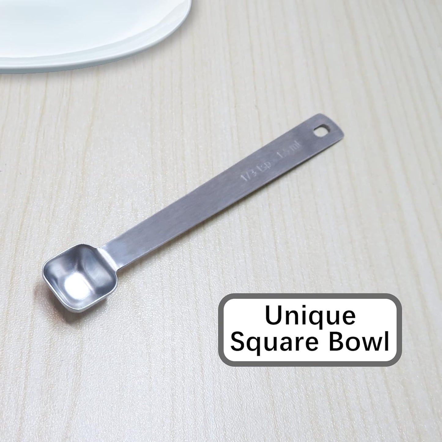 1PCS 1/3 Teaspoon(1/3tsp, 1/10tbsp, 1.5ml) Single Tiny Square Bowl Measuring Spoon, Small Individual Stainless Steel Measure Spoons Only