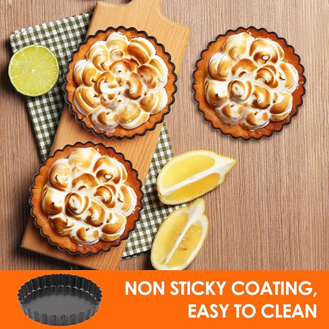 Gutsdoor Mini Tart Pan Removable Bottom 5 Inch Cheesecake Pans Tart Mold Quiche Pie Tins Non-stick Round for Baking Set of 8