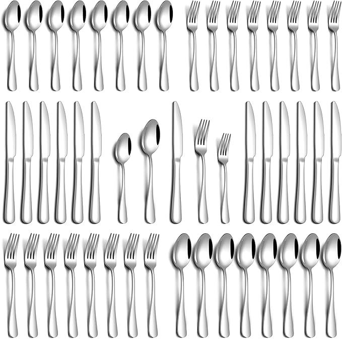 40 Piece Silverware Set, Stainless Steel Flatware Set for 8 Food Grade Cutlery Utensil Set Include Knife Fork Spoon Mirror Polished Dishwasher Safe