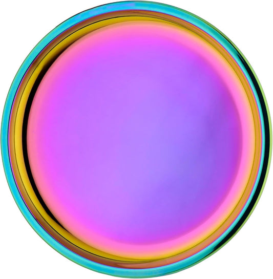 Ahimsa Stainless Steel Kids Plates - 9" Round Rainbow Toddler Plates, Non Toxic Plate, BPA Free & Dishwasher Safe (Single)