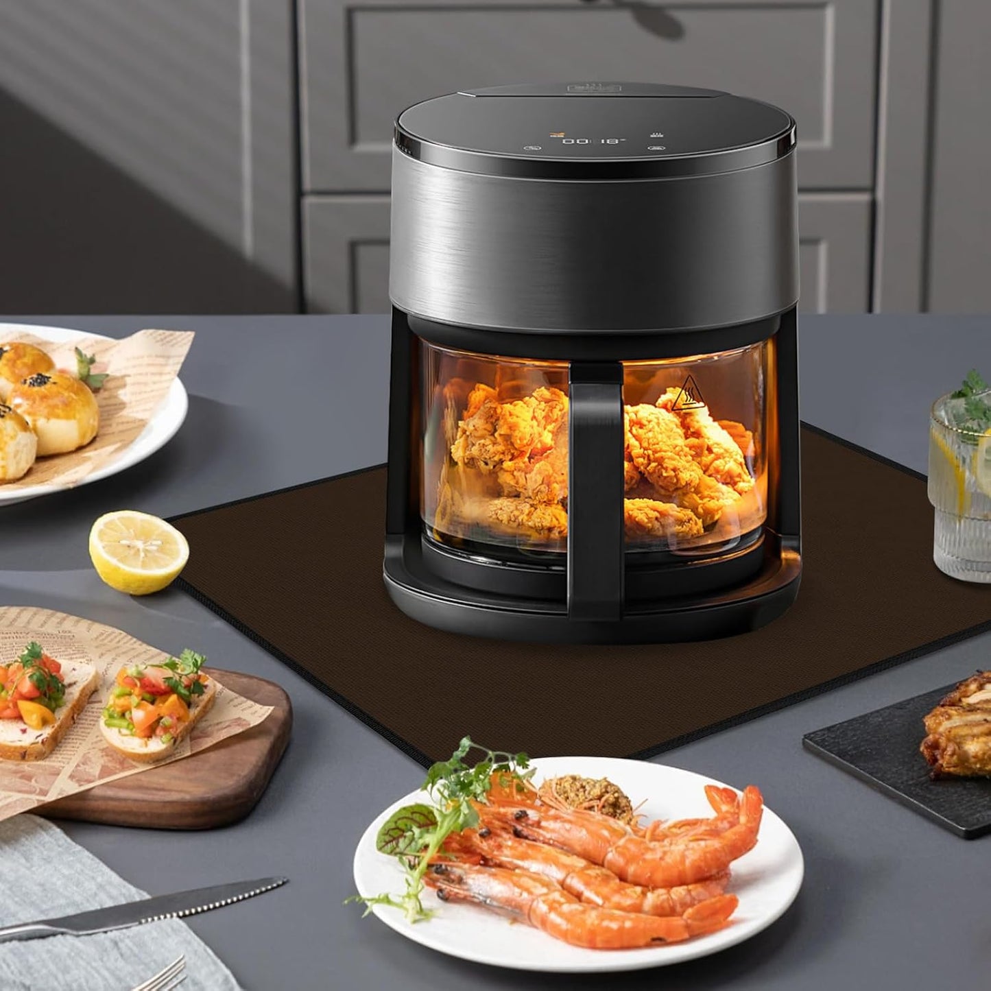 Heat Resistant Mats for Countertop - Fireproof 16x20in Heat Resistant Mats for Air Fryer - Kitchen Countertop Protector for Air Fryer, Coffee Maker, Stand Mixer, Toaster, Oven Brown - 2PCS