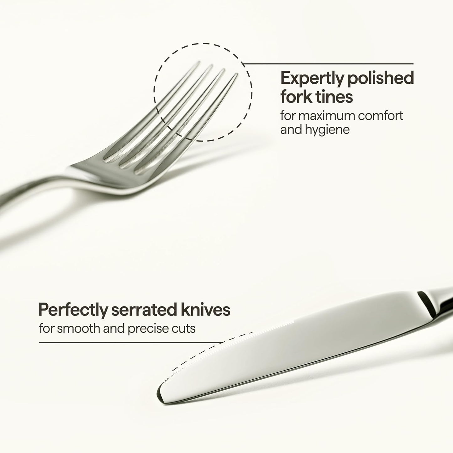 Luciella Tropea Polished Flatware Set for 8, 45-Piece Premium 18/10 Stainless Steel Silverware Set with Serving Utensils, Modern Mirror Finish, Rust Resistant, Dishwasher Safe