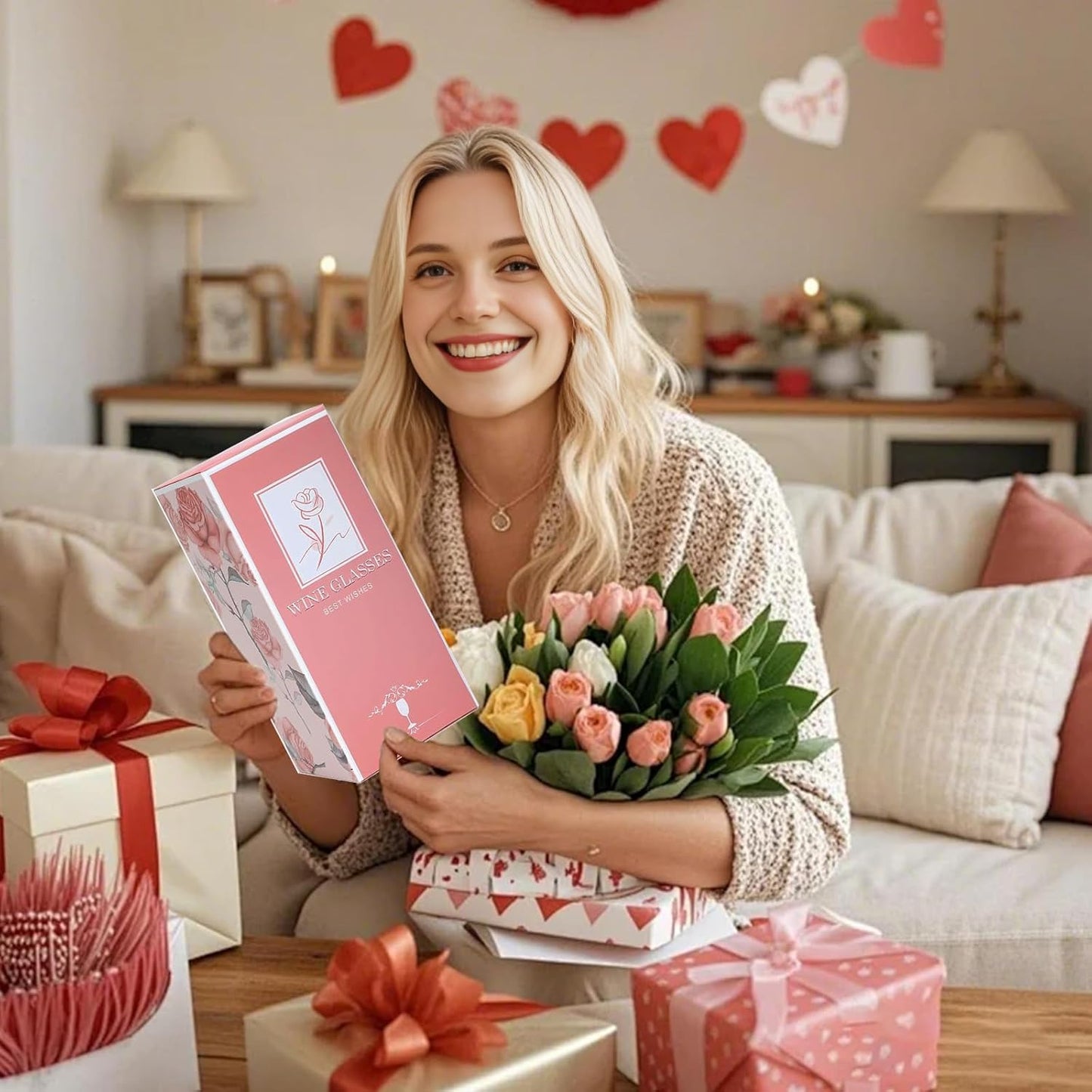 Personalized Wine Glass Gifts for Women, Monogrammed A-Z Wine Glass with Gift Box & Greeting Card, Customized Wine Glasses Initial Wine Glasses Gift for Birthday, Mothers Day, Best Friend, Sister (G)