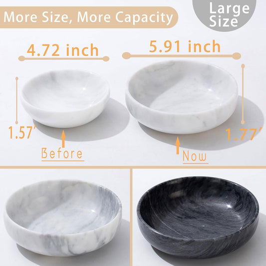 5.91'' Large Decorative Marble Bowl for Home Decor, Key, Incense Burner, Smudge, Coffee Tables Centerpiece, Soap Serving (Black)