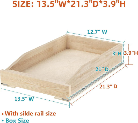 ROOMTEC Pull Out Cabinet Organizer with Soft Close, 13-1/2" W x 21" D, Pull Out Cabinet Drawer for Kitchen cabinets, Pull Out Cabinet Shelf, Finished, Bottom Assembly, 2PCS