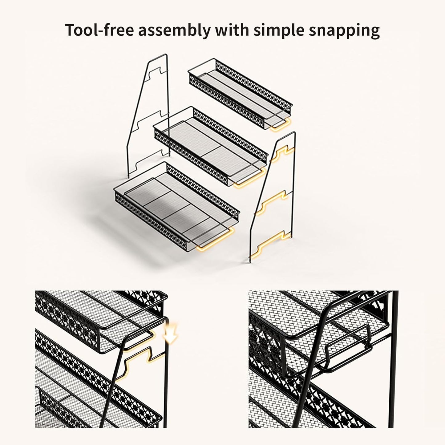 Vintage 3 Tier Spice Rack Organizer for Kitchen Counter, Bathroom Counter Organizer, 3 Tier Bathroom Counter Organizer for Spices Makeup Perfumes, Retro Countertop Organizer