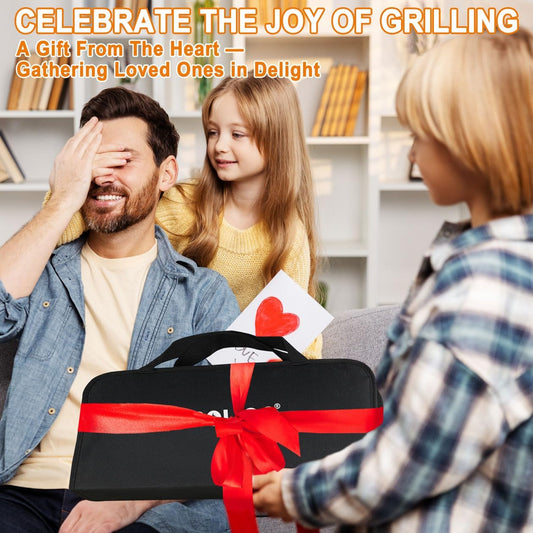 POLIGO 5PCS BBQ Grill Accessories for Outdoor Grill Set Stainless Steel Camping BBQ Tools Grilling Tools Set for Christmas Dads Birthday Presents, Grill Utensils Set Ideal Grilling Gifts for Men Dad