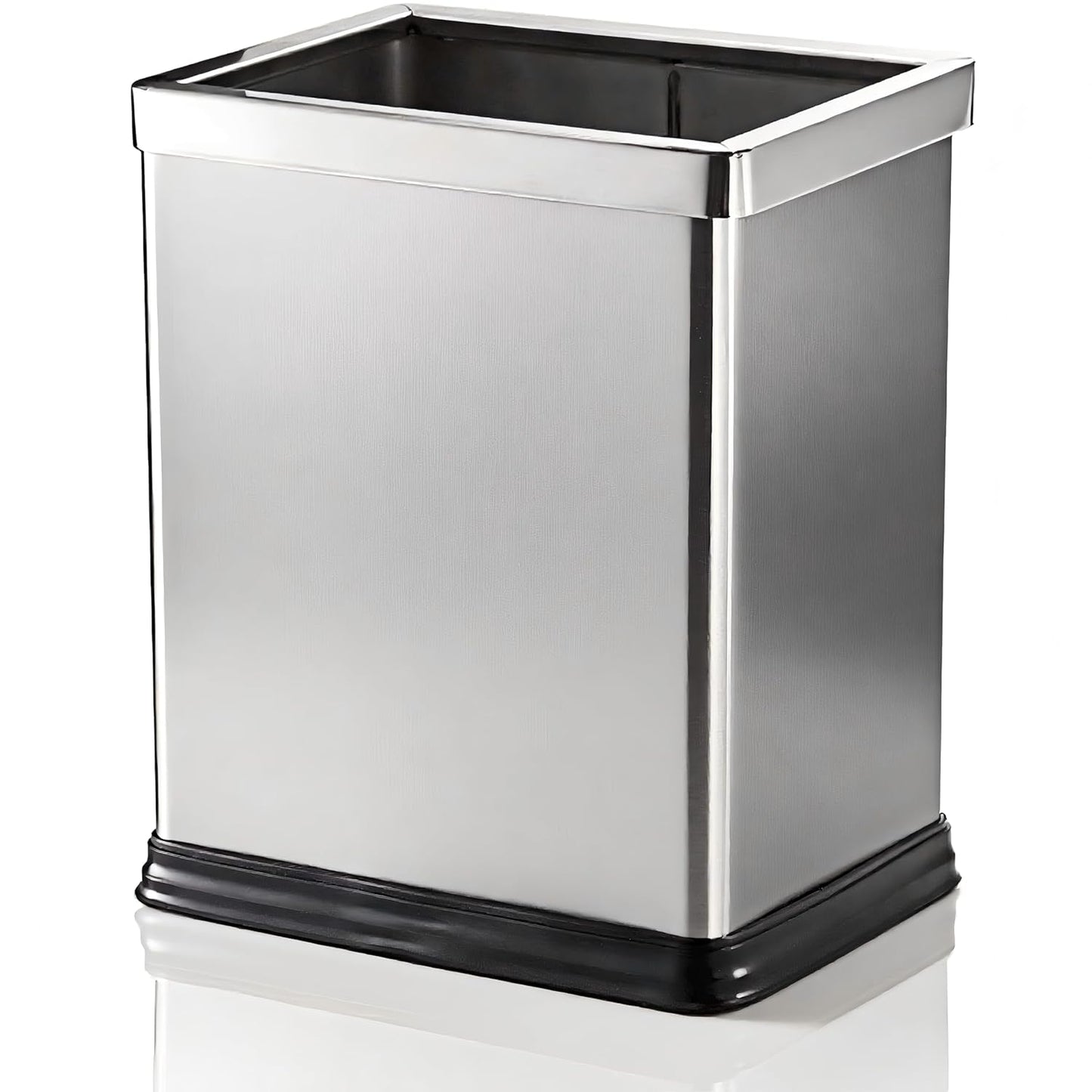 AVLA 10 Liter Open Top Trash Can, Stainless Steel Office Wastebasket, Kitchen Garbage Container Bin with Removable Bag Holder, Waste Trashcans for Bathroom, Restaurant, Restroom, Powder Room, Home