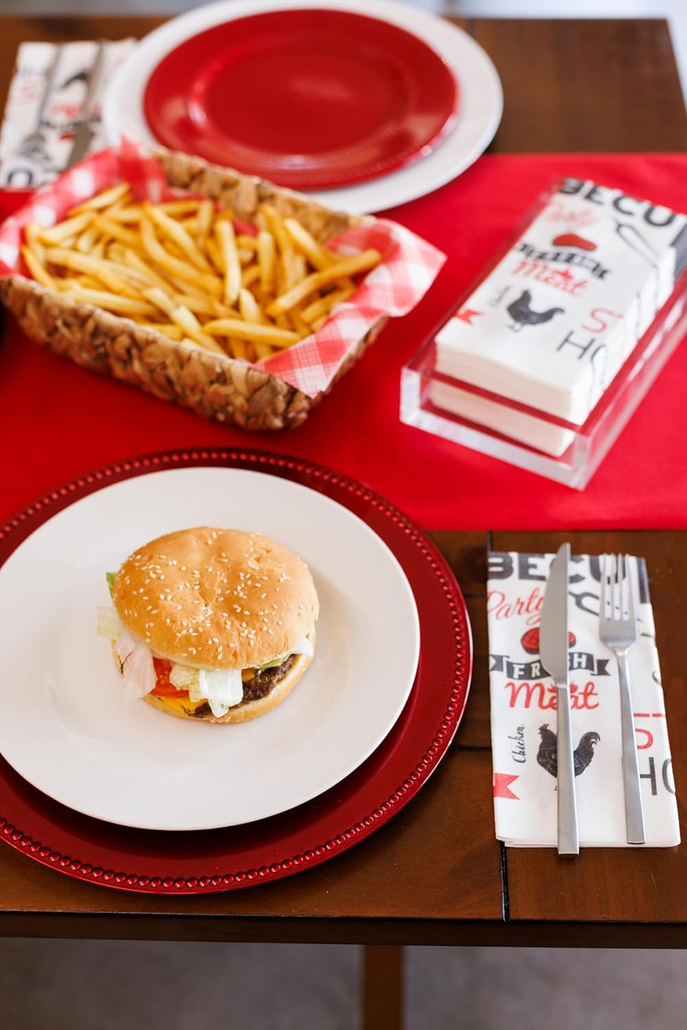 AMERICAN HOMESTEAD Paper Napkins - BBQ Disposable Linen-Like Dinner Napkins - Restaurant-Quality Table Serviettes for Weddings, Parties, and Events - 15.75" x 15.75" - 50 Count