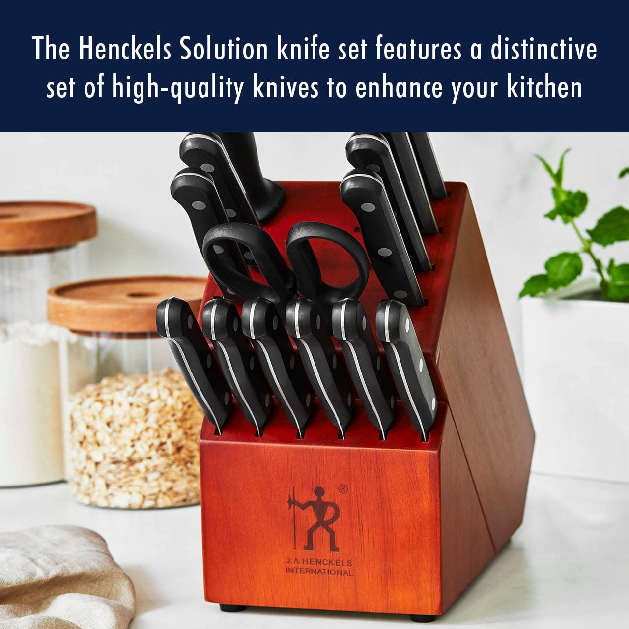 HENCKELS Solution Knife Block Set, 15 pc, Walnut