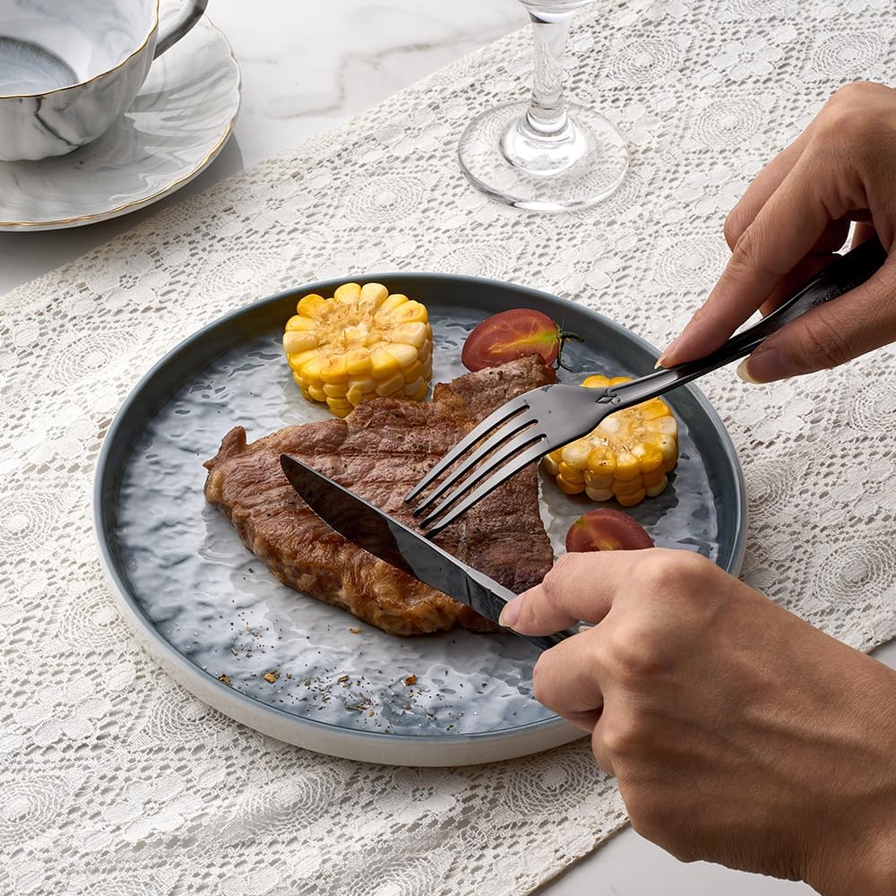 20-Piece Matte Black Flatware Set for 4, 18/0 Stainless Steel Cutlery Set with Shell Design, Dishwasher-Safe Silverware for Dinner Party, Holiday & Daily Use