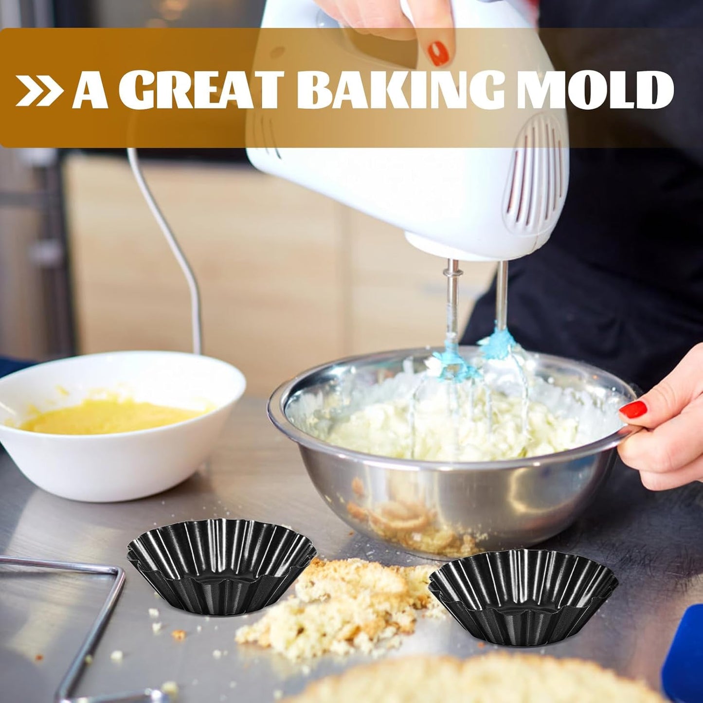 12Pcs Carbon Steel Flower Tart Molds 3 Inch Reusable Baking Pans for Tarts Muffins & Desserts | Ideal for Ovens Steamers & Celebrations