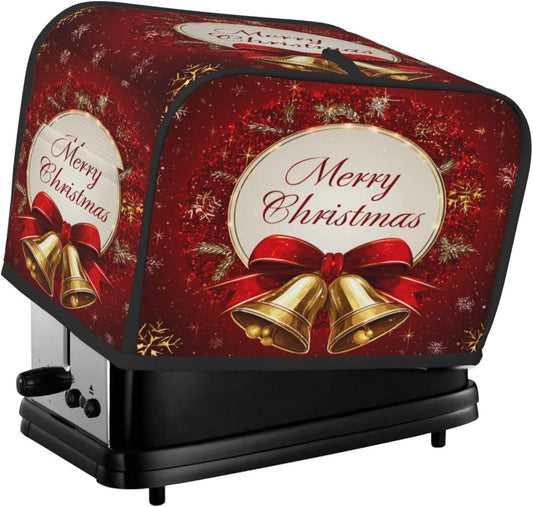 Toaster Cover 2 Slice Christmas Bells Red Xmas Kitchen Small Appliance Covers with Pockets Dust and Fingerprint Protection