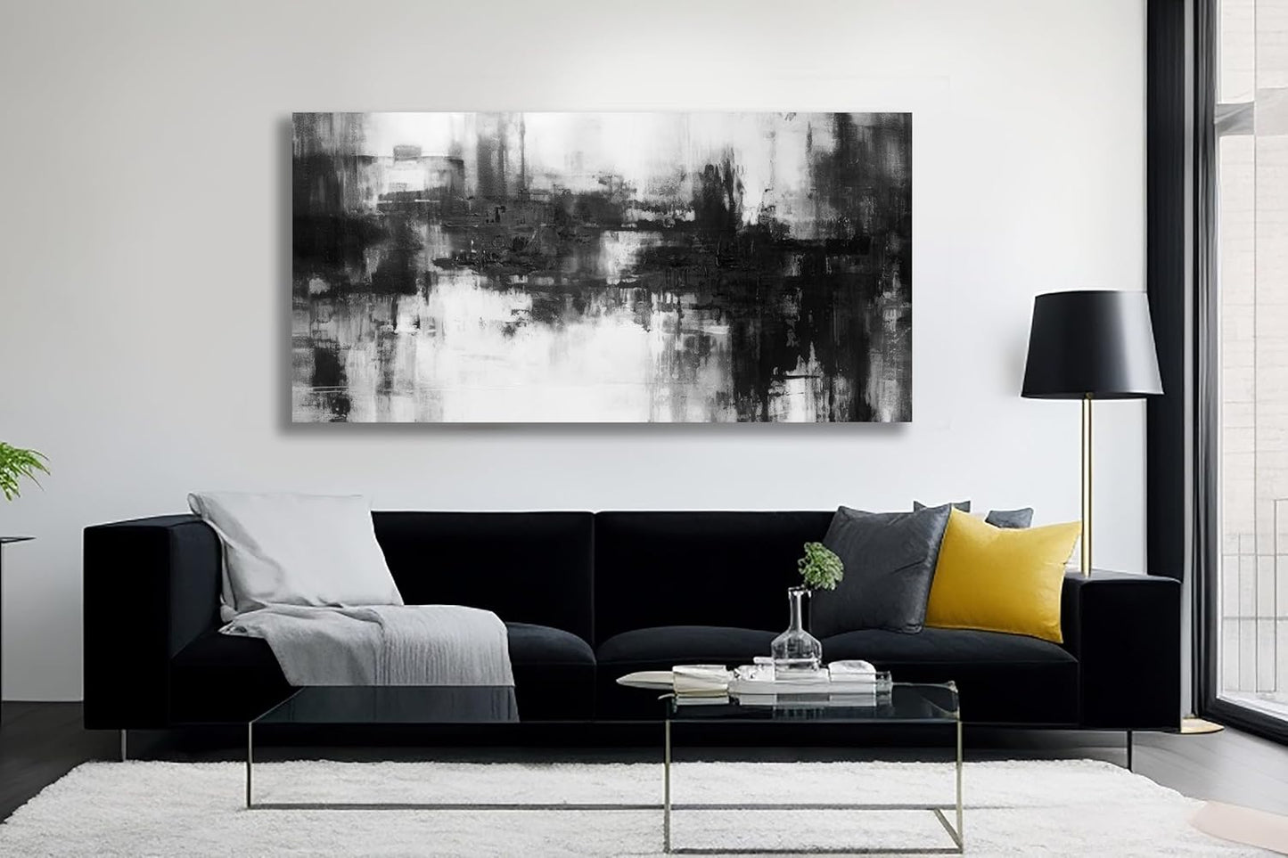 VHMING Black Abstract Wall Art Decor Black and White Painting Pop Culture Wall art Rock Room Decor Art Canvas Wall Decoration Artwork for Bedroom Home Office Dining Room Decoration 29"x58"