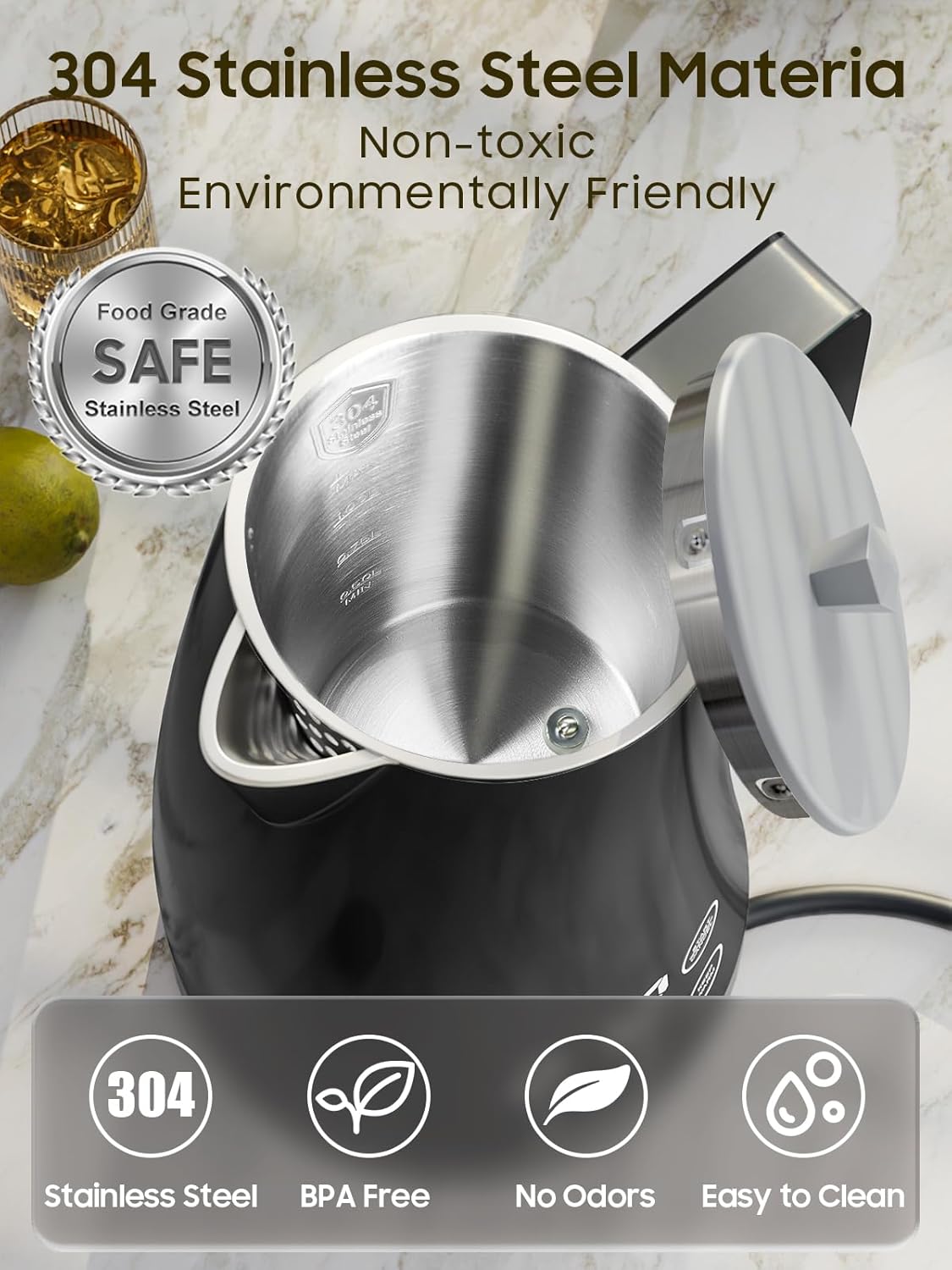 Electric Kettle with 5-Temperature Control,1.25L Cordless,Penguin Shape Design,1200W with Keep Warm and Auto Shut-Off,Perfect for Tea,Coffee & Kitchen(Dark Gray)