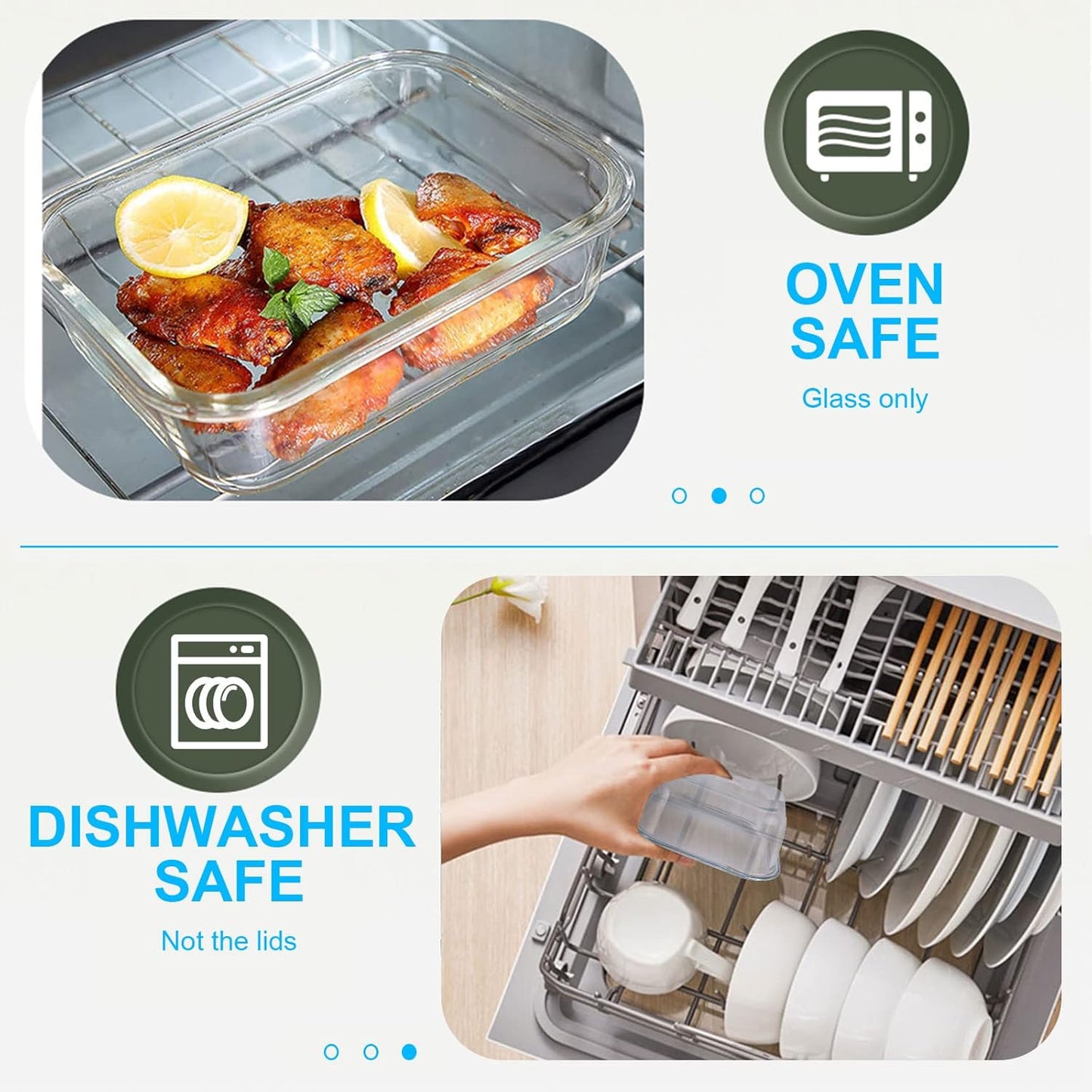 30 Pieces Glass Food Storage Containers, Meal Prep Set with Snap Locking Lids, Airtight lunch Containers, BPA-Free, Microwave, Oven, Freezer & Dishwasher Friendly,Blue